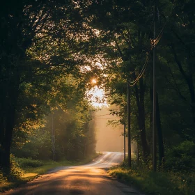 Sunlit Path Through Emerald Woods