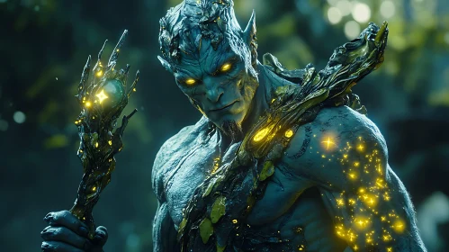 Enigmatic Elf Holding Magical Artifact