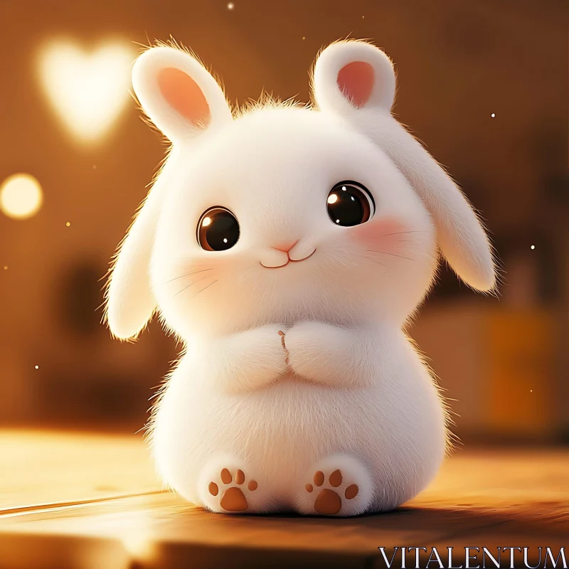 Charming Bunny Portrait in Warm Ambiance AI Image