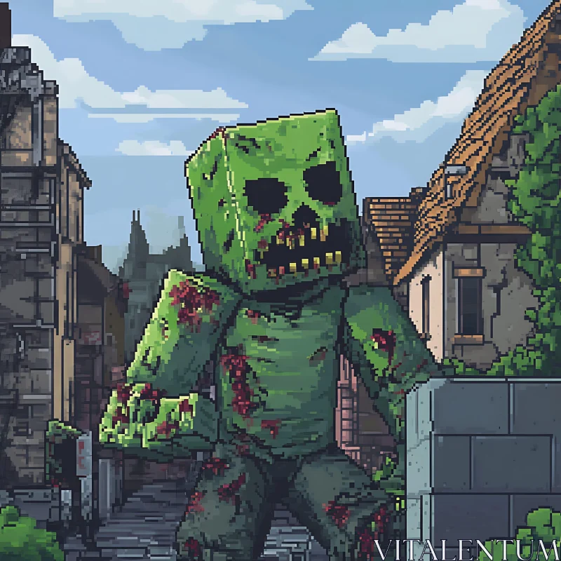 Minecraft Zombie Pixel Art AI Image