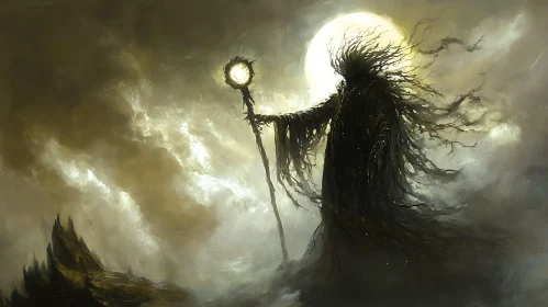 Enigmatic Wizard with Magical Staff