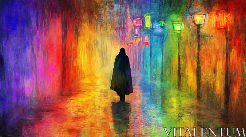 AI ART Abstract Figure on Colorful Street