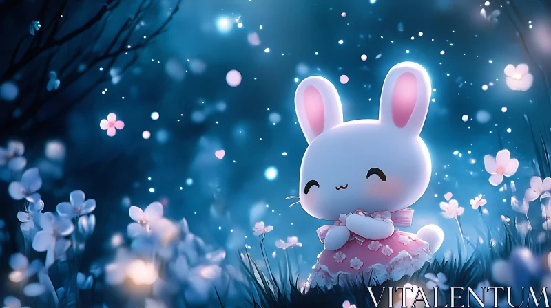 AI ART Night Garden Bunny