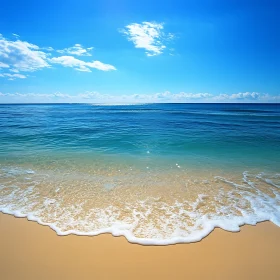 Seascape with Waves and Blue Sky