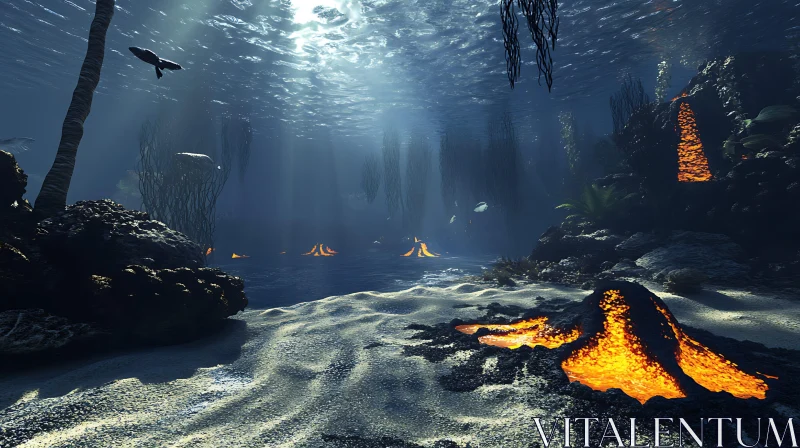 Oceanic Volcano: Underwater Eruption AI Image