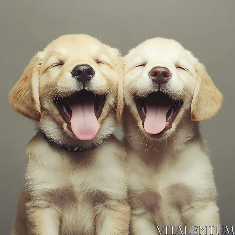 Delightful Happy Puppies with Tongues Out AI Image