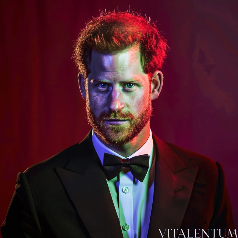 AI ART Compelling Image of Prince Harry in Tuxedo