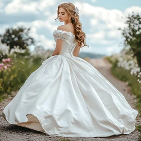 Woman in White Dress on Country Road