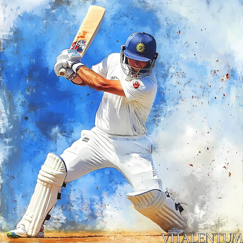 AI ART Cricket Batsman in Action: An Artistic Representation AI Generated Picture