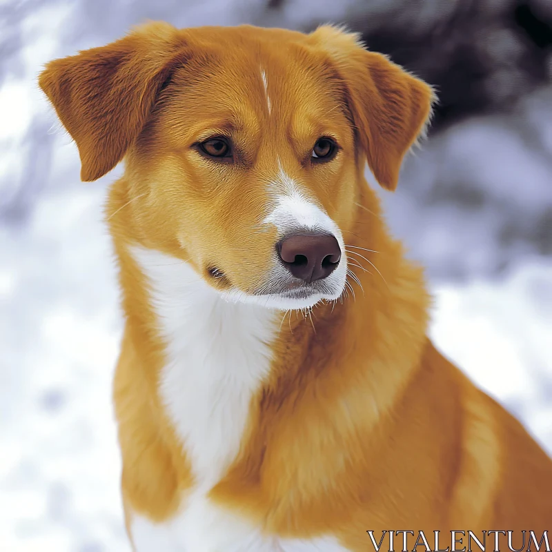 Dog Portrait in Winter AI Image