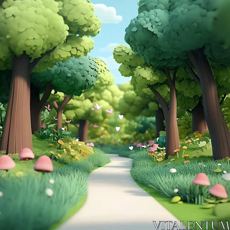 Serene Nature Trail in the Forest AI Image