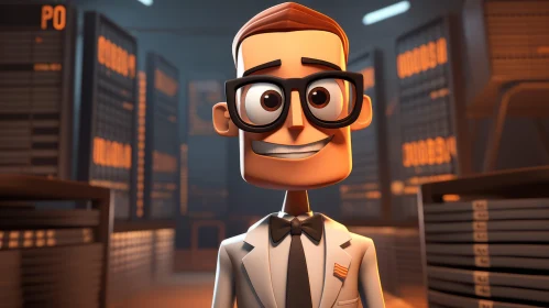 Animated Character in Data Center - Surrealism Art