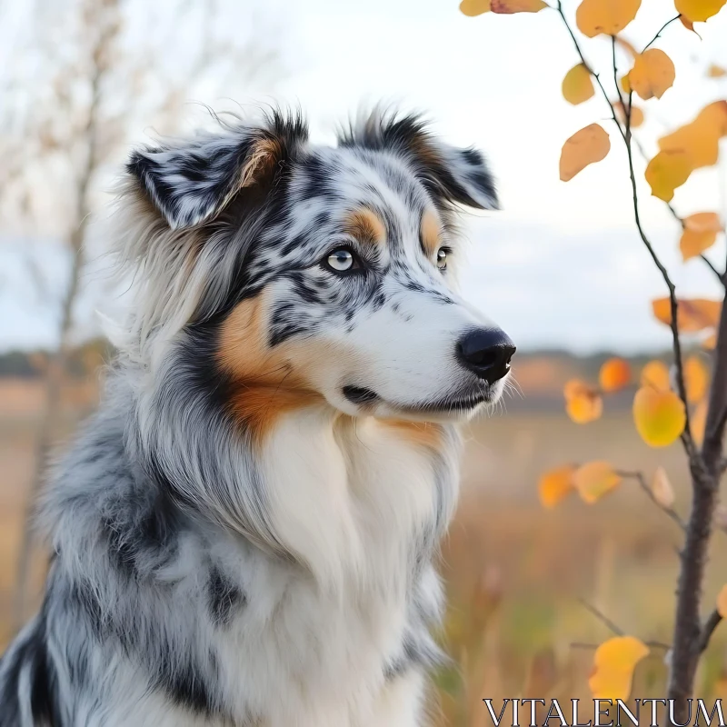 Autumnal Portrait of an Australian Shepherd AI Image