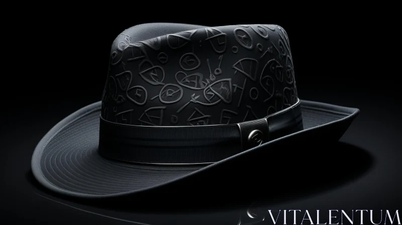 Black Hat on Dark Surface with Robotic Motifs - Playful Designs AI Image