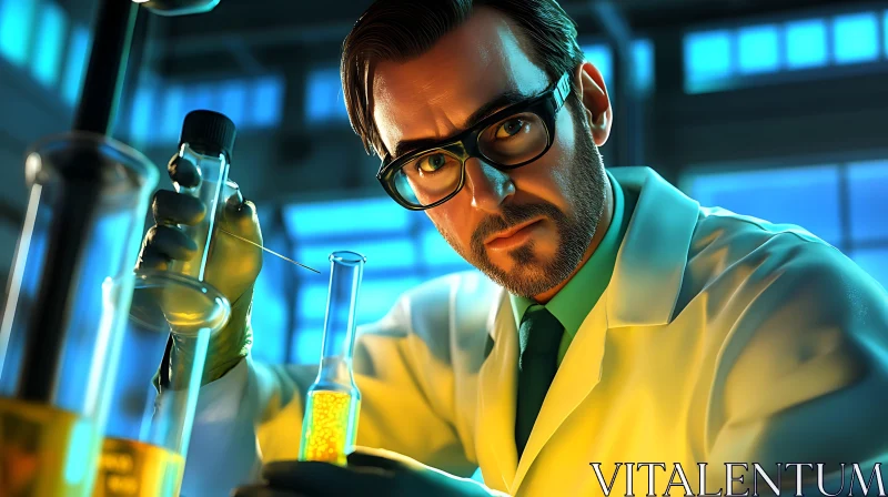 Scientist Inspecting Test Tube AI Image