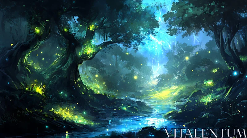 AI ART Ethereal Forest Under Night Sky