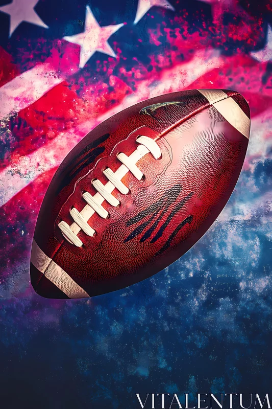 American Football with National Flag Backdrop AI Image