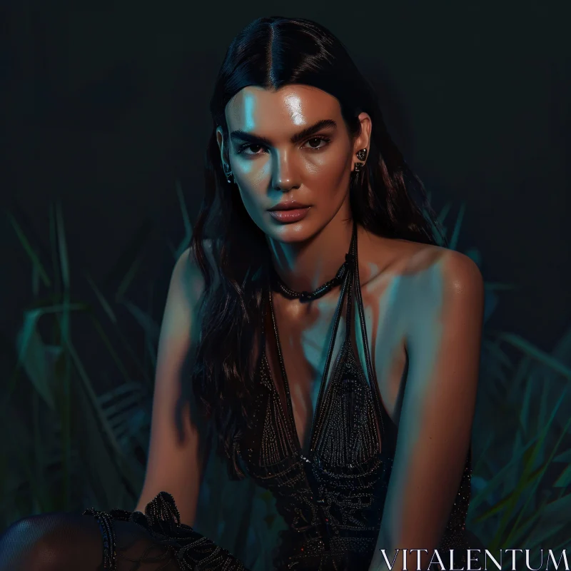 Kendall Jenner's Alluring Glamour Portrait AI Image