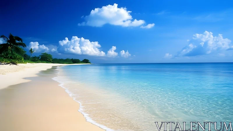 AI ART Tropical Beach Escape: Azure Ocean and Clear Skies