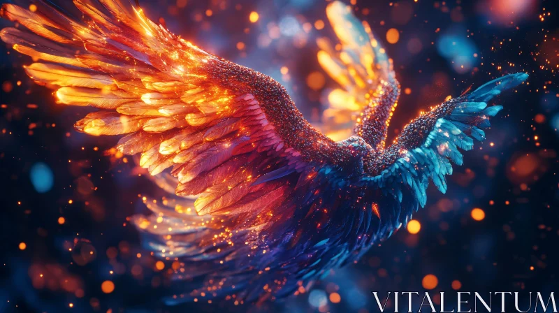 AI ART Wings of Duality: Fire and Ice
