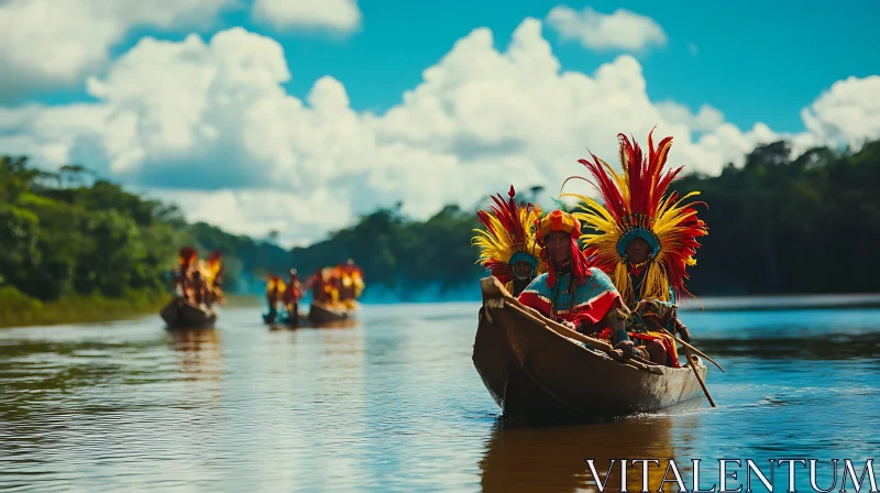 River Journey: Indigenous Culture Displayed AI Image