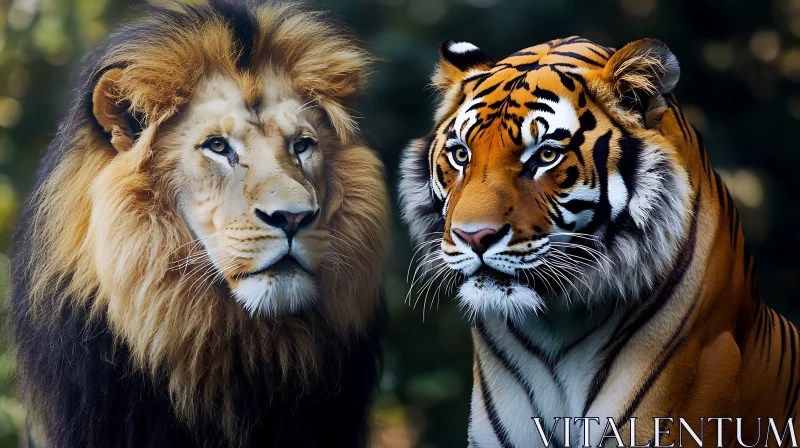 Portrait of a Lion and Tiger AI Image