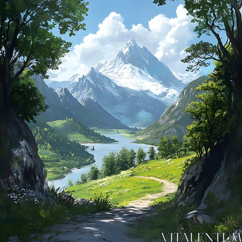 AI ART Scenic Mountain Path Serenity