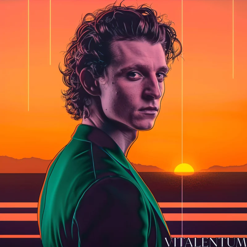 Portrait of Tom Holland at Sunset AI Image