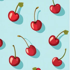 Sweet Cherry Pattern on Blue