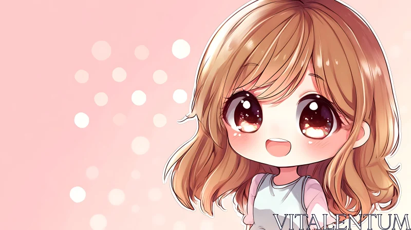 Chibi Girl with Blonde Hair and Big Eyes AI Image