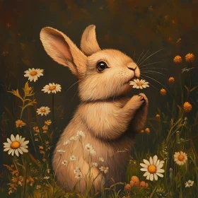 Rabbit in Wildflower Field
