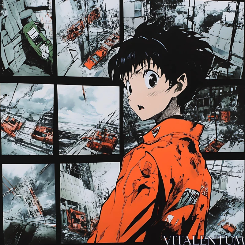 Anime Character with Orange Jacket AI Image