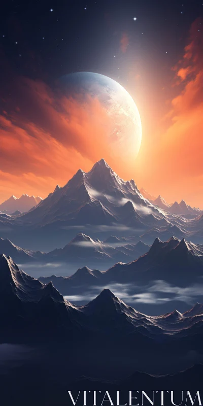 AI ART Mountain Sunrise