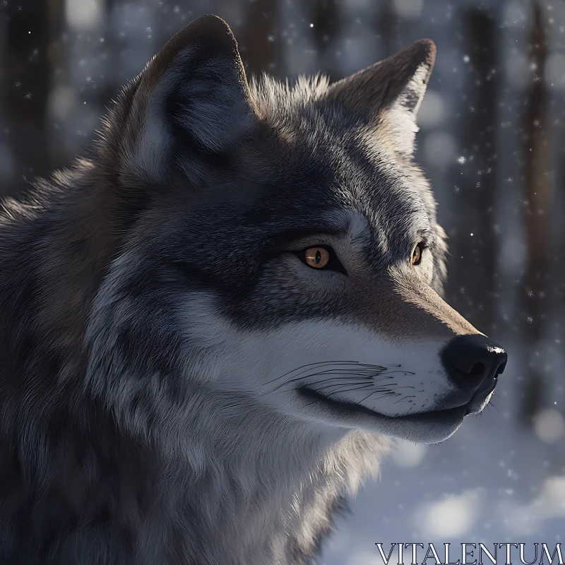 AI ART A Lone Wolf in the Snow