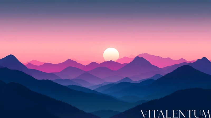 Peaceful Mountain Range at Sunrise AI Image