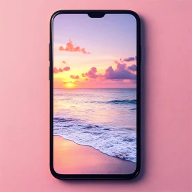 Ocean Sunset on Mobile Screen