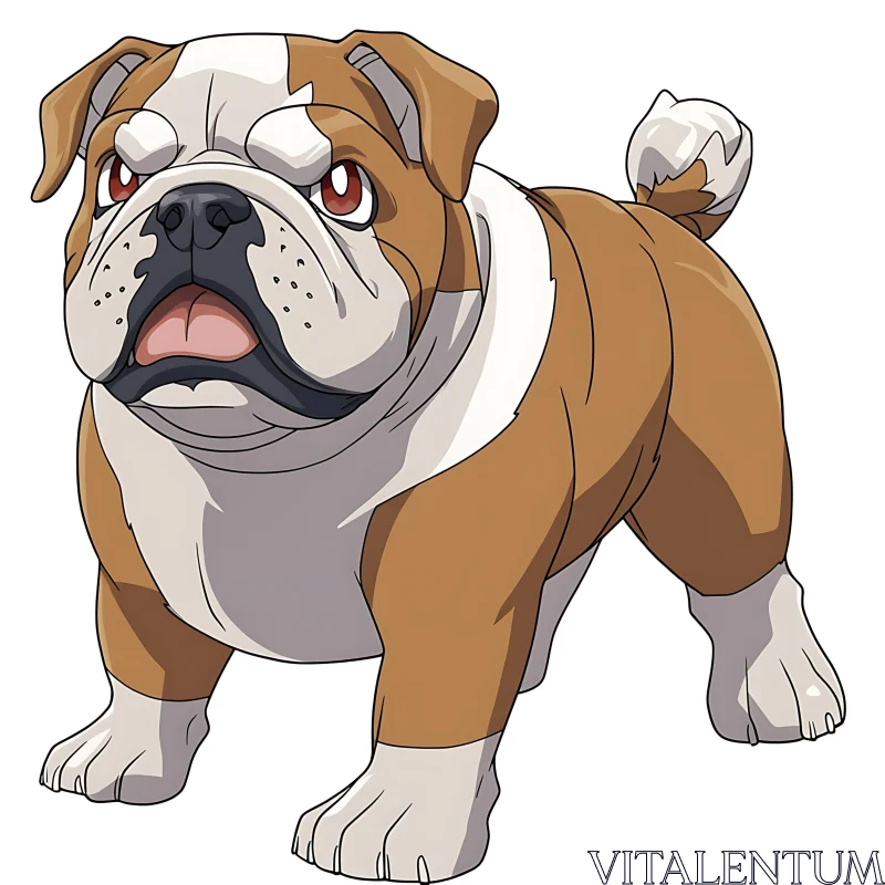 Bulldog Cartoon Art | Dog Character Drawing AI Image