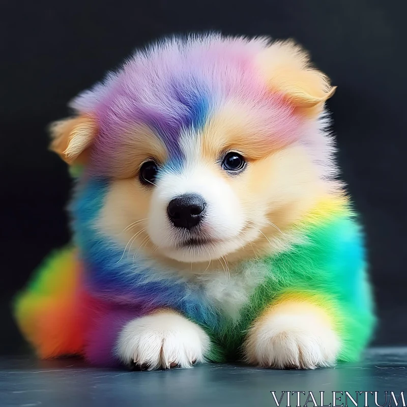 Vibrantly Colored Cute Puppy AI Image