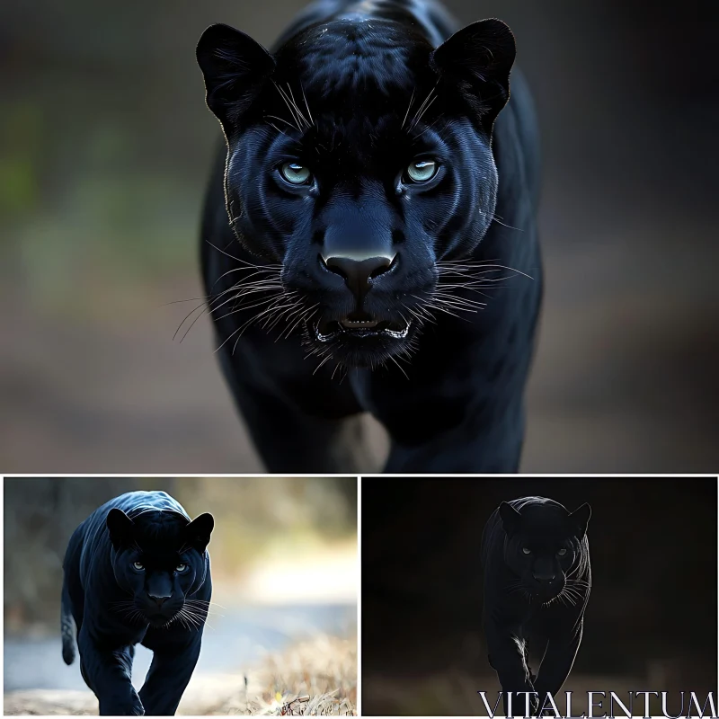 Elegant Black Panther Gaze AI Image