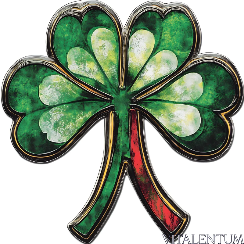 Stylized Shamrock with Golden Border AI Image