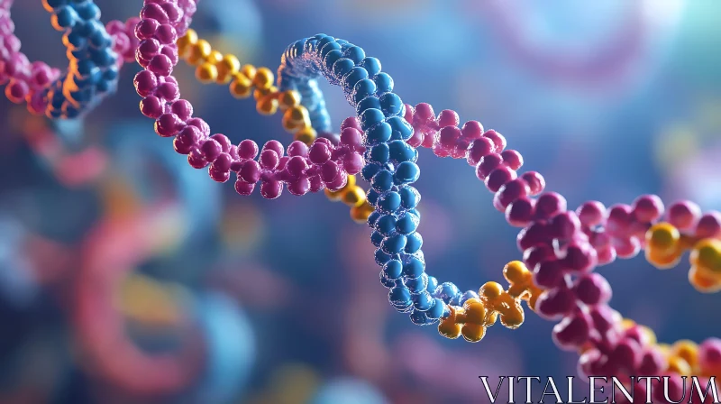 Colorful DNA Molecule Close-Up AI Image