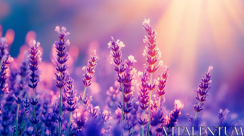 Lavender Blooms Under Sunlight AI Image