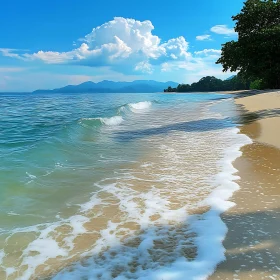 Calm Seascape: Waves on Sandy Shore