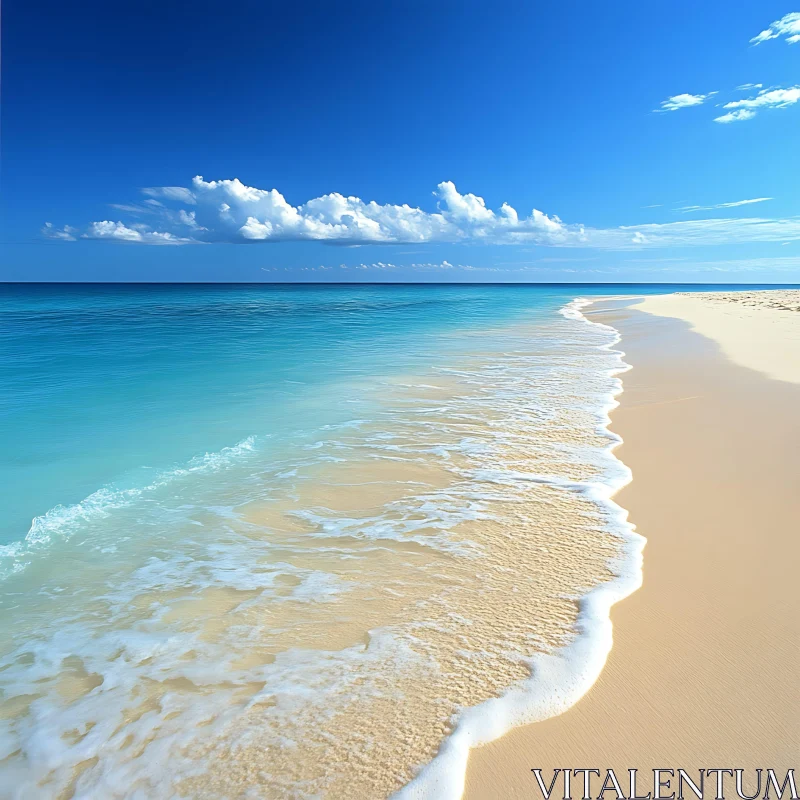 AI ART Coastal Serenity: Beach Landscape with Blue Sky