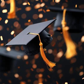 Floating Graduation Caps Bokeh Background