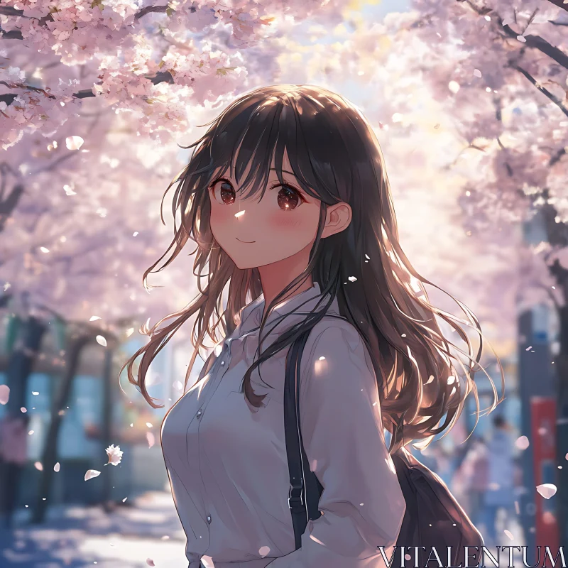 Spring Sakura Anime Scene AI Image