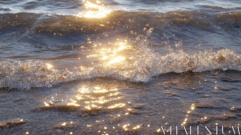 Sparkling Beach Waves in Sunlight AI Image