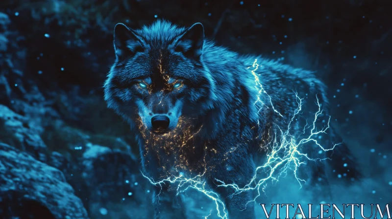 AI ART Mystical Electrifying Wolf