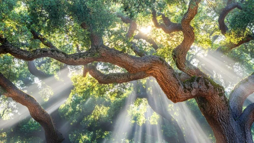 Ethereal Light through Forest Canopy