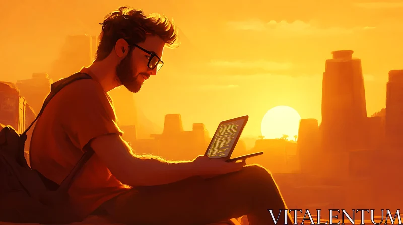 Sunset Coding Session AI Image